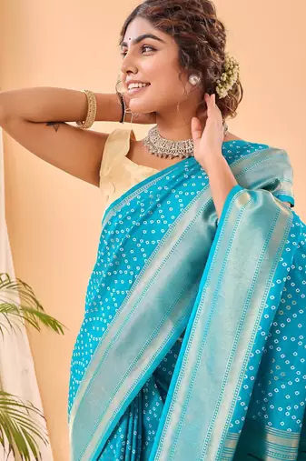 Sky blue art silk  woven saree