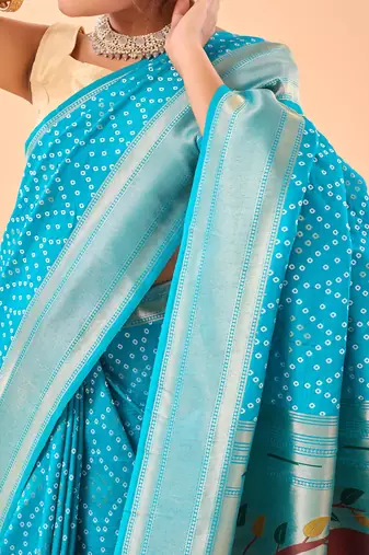 Sky blue art silk  woven saree