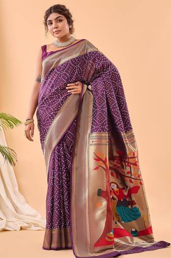 Wine art silk  woven saree