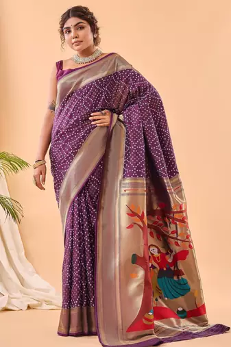 Wine art silk  woven saree