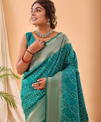 Rama green art silk  woven saree 4