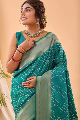 Rama green art silk  woven saree