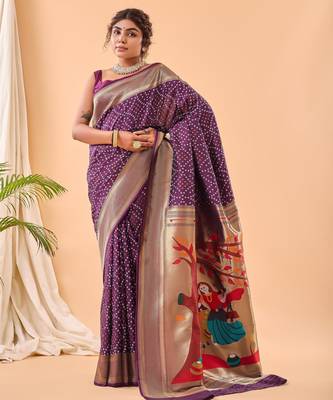 Wine art silk  woven saree 2