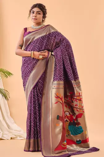 Wine art silk  woven saree