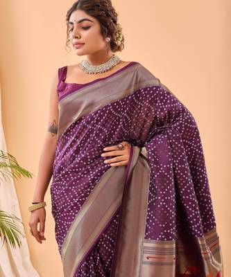 Wine art silk  woven saree 3