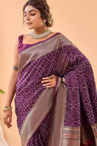 Wine art silk  woven saree