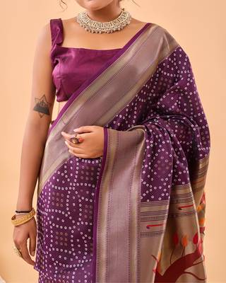 Wine art silk  woven saree 5