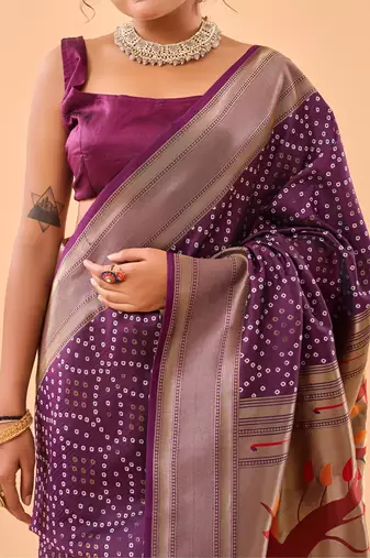 Wine art silk  woven saree