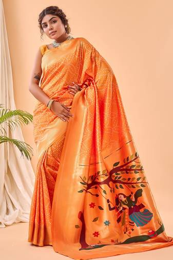 Yellow art silk  woven saree