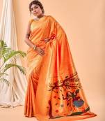 Yellow art silk  woven saree