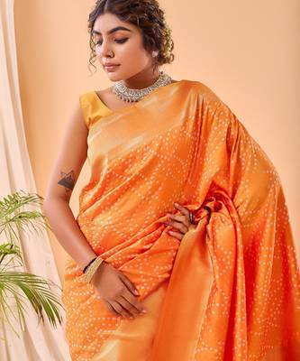 Yellow art silk  woven saree 4