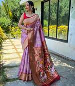 Baby pink art silk  woven saree