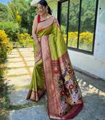 Mehendi art silk  woven saree