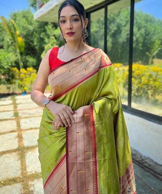 Mehendi art silk  woven saree 2