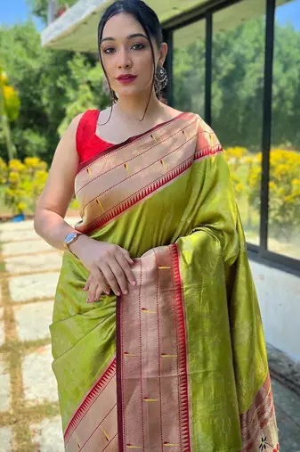 Mehendi art silk  woven saree