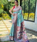Sky blue art silk  woven saree