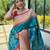 Teal art silk  woven saree