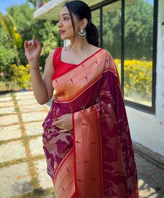 Wine art silk  woven saree 2