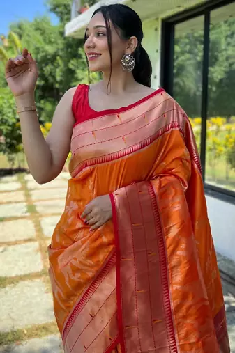 Yellow art silk  woven saree