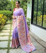 Lavender art silk  woven saree