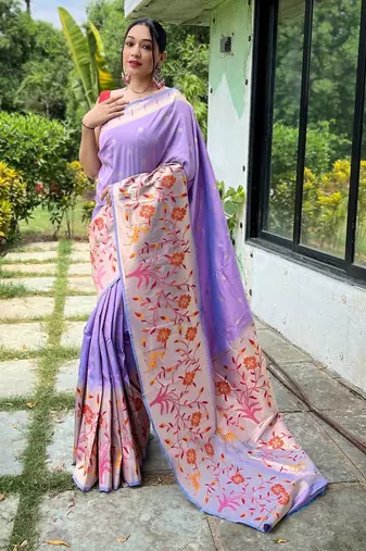 Lavender art silk  woven saree