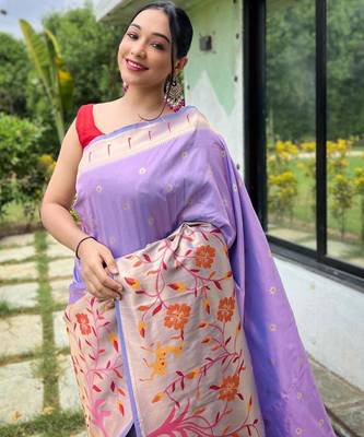 Lavender art silk  woven saree 3
