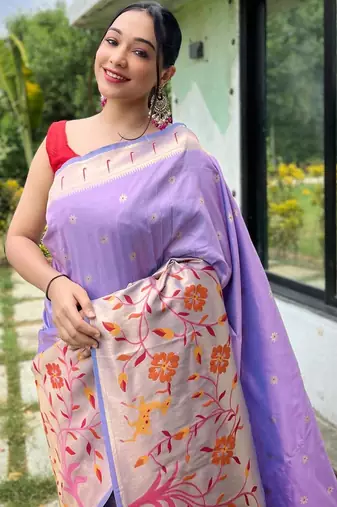 Lavender art silk  woven saree