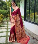 Maroon art silk  woven saree