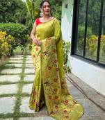 Mehendi art silk  woven saree