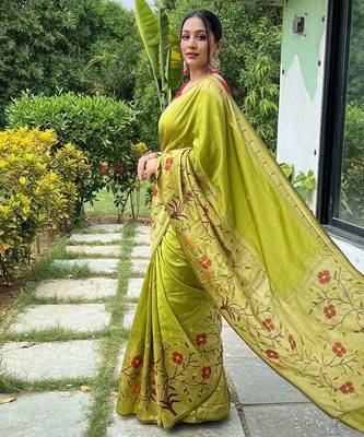 Mehendi art silk  woven saree 2