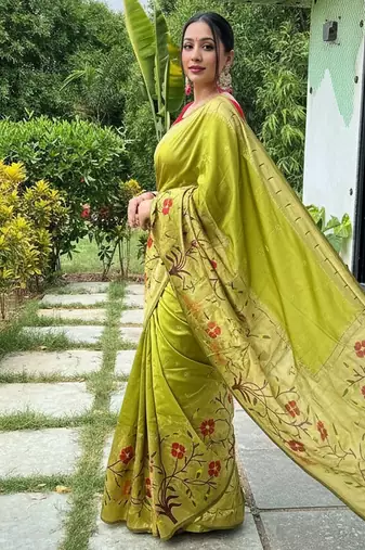 Mehendi art silk  woven saree