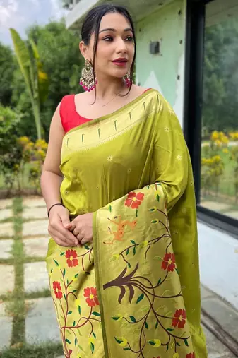 Mehendi art silk  woven saree