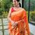 Orange art silk  woven saree