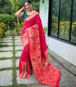 Pink art silk  woven saree