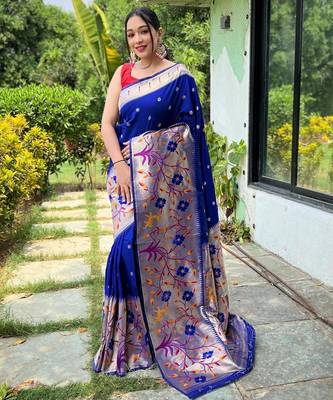 Purple art silk  woven saree 1