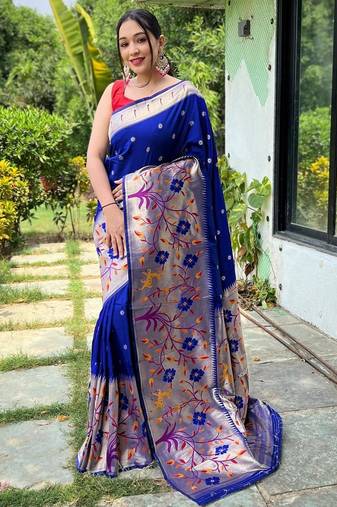 Purple art silk  woven saree