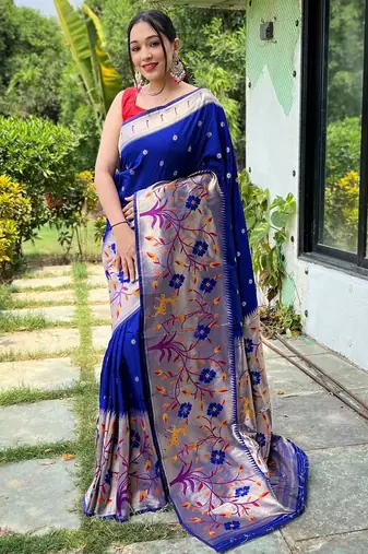 Purple art silk  woven saree