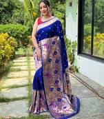 Purple art silk  woven saree