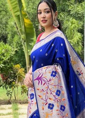 Purple art silk  woven saree 2