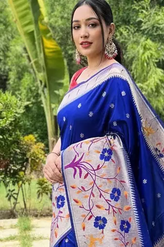 Purple art silk  woven saree