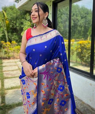 Purple art silk  woven saree 3