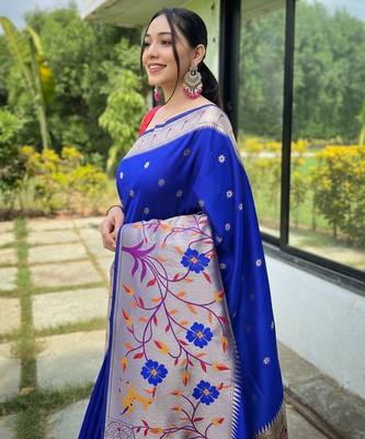 Purple art silk  woven saree 4