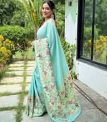 Sky blue art silk  woven saree