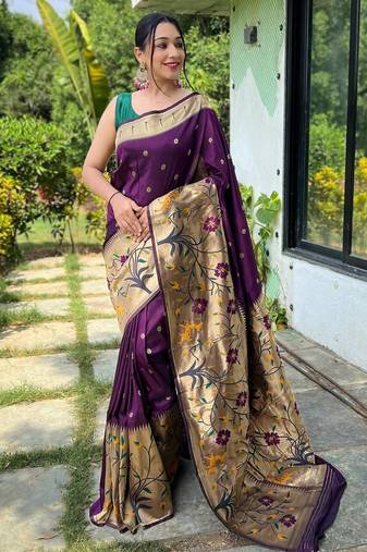 Wine art silk  woven saree