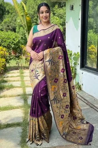 Wine art silk  woven saree
