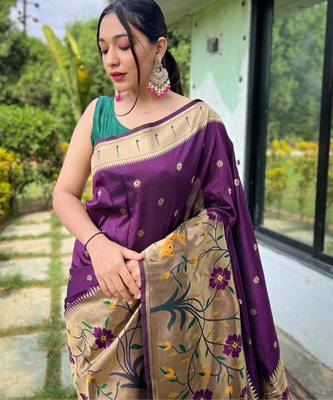 Wine art silk  woven saree 3