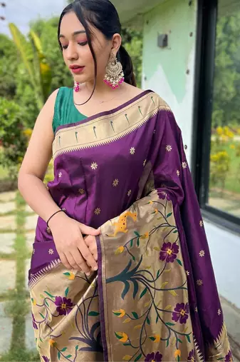 Wine art silk  woven saree
