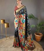 Black art silk  woven saree