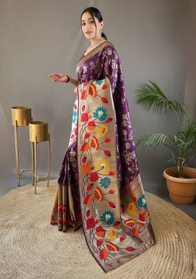 Wine art silk  woven saree 2