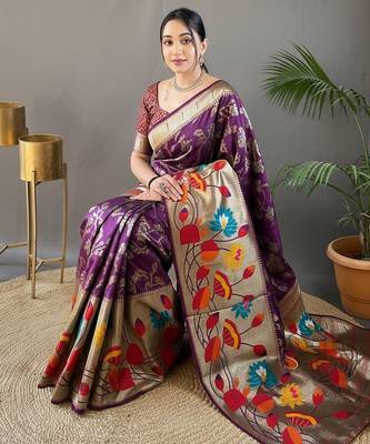 Wine art silk  woven saree 3